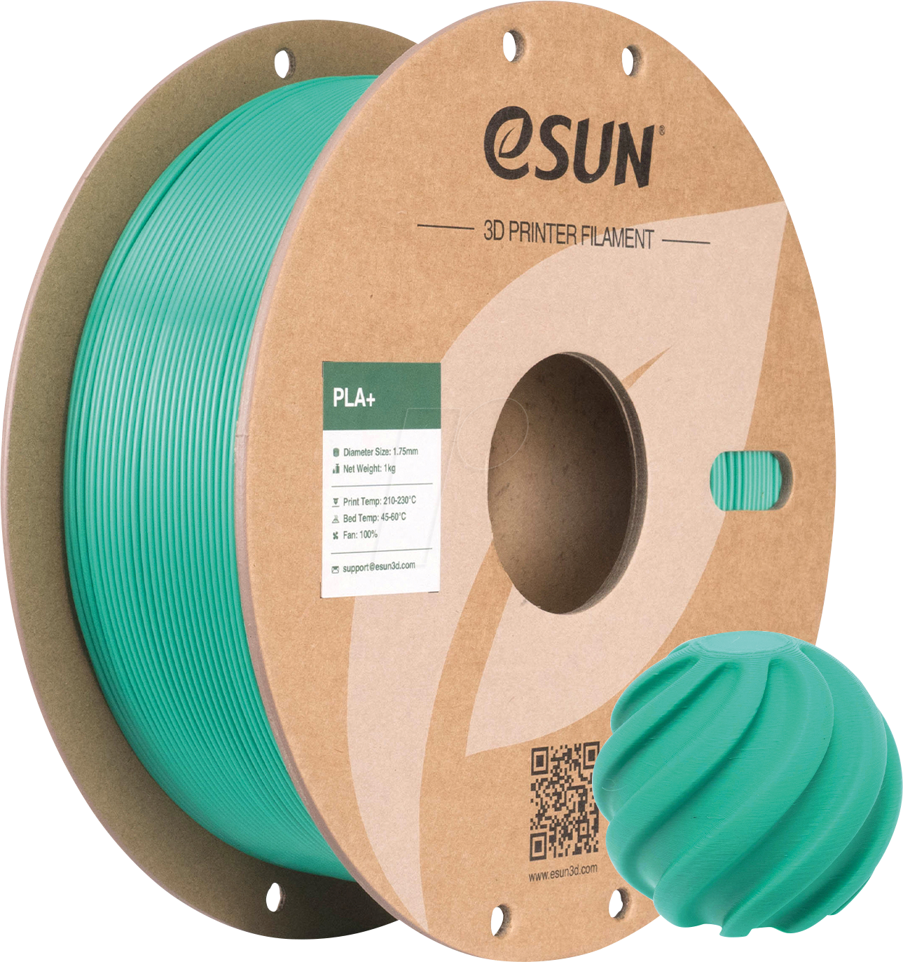 ESUN 72215856 - Filament, PLA+, 1,75 mm, jadegrün, 1 kg