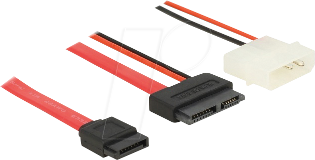 DELOCK 84790 - Kabel Slim SATA Buchse > SATA 7 Pin + 2 Pin Strom Stecker 50 cm