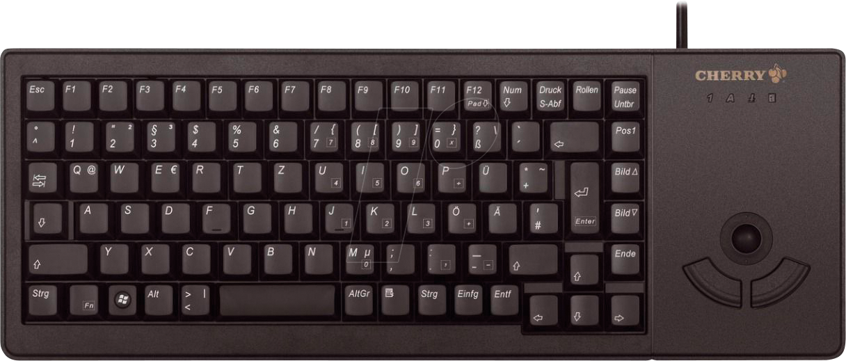 G84-5400LUMDE-2 - Tastatur, USB, schwarz, kompakt, Trackball