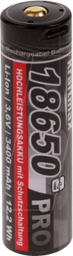 KM 18650 PRO 3,4 - Industriezelle, Li-Ion, 18650, 3,6 V, 3400 mAh, USB-C