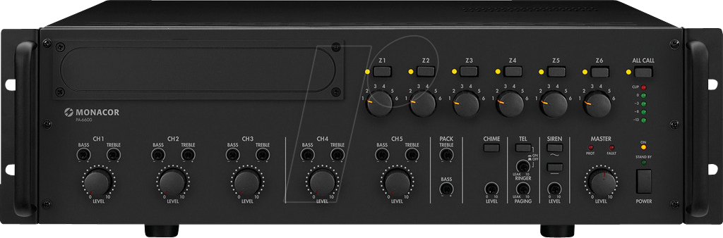 MON PA-6600 - Monacor ELA-Mischverstärker, 6-Zonen, 600 W