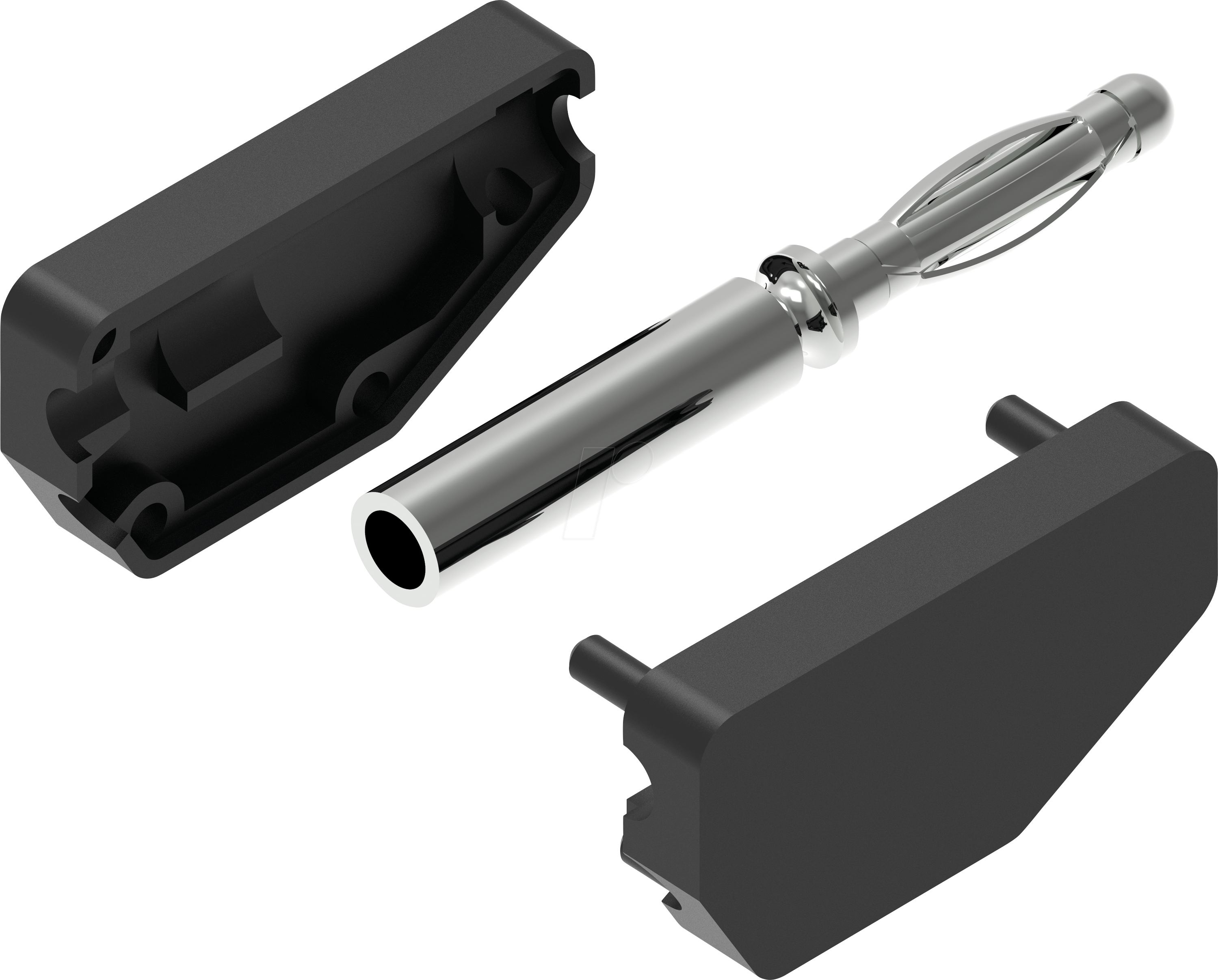 PJP 215-SW - Bananenstecker, stapelbar, 2 mm², 0,5 m, schwarz