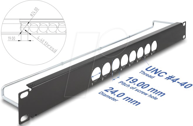 Thumbnail - DELOCK 67060 - 19'' D-Typ Patchpanel 8 Port 1 HE schwarz
