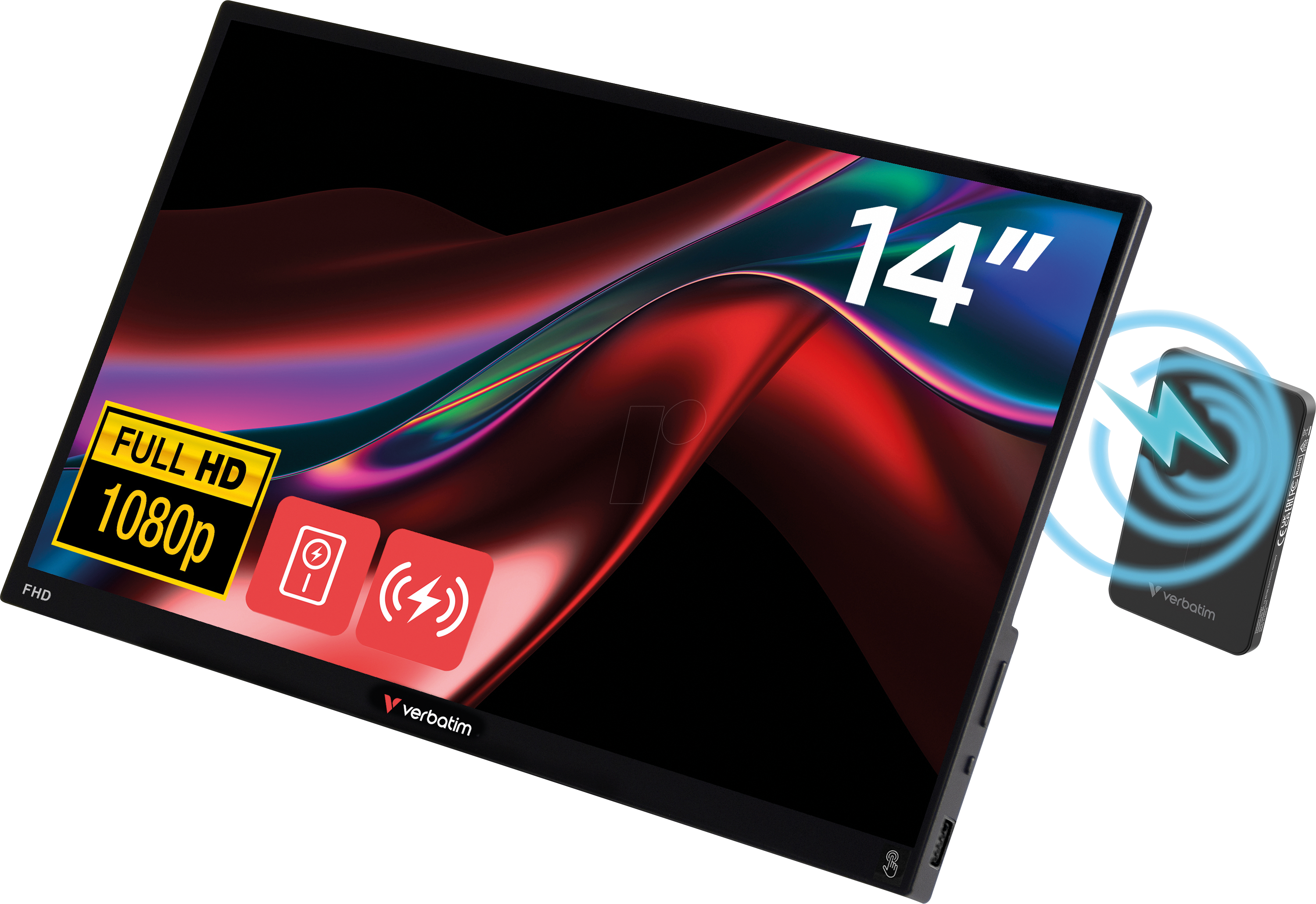 VERBATIM 32088 - 35,5cm Monitor, 16:9, Full HD, Touch, mit Powerbank