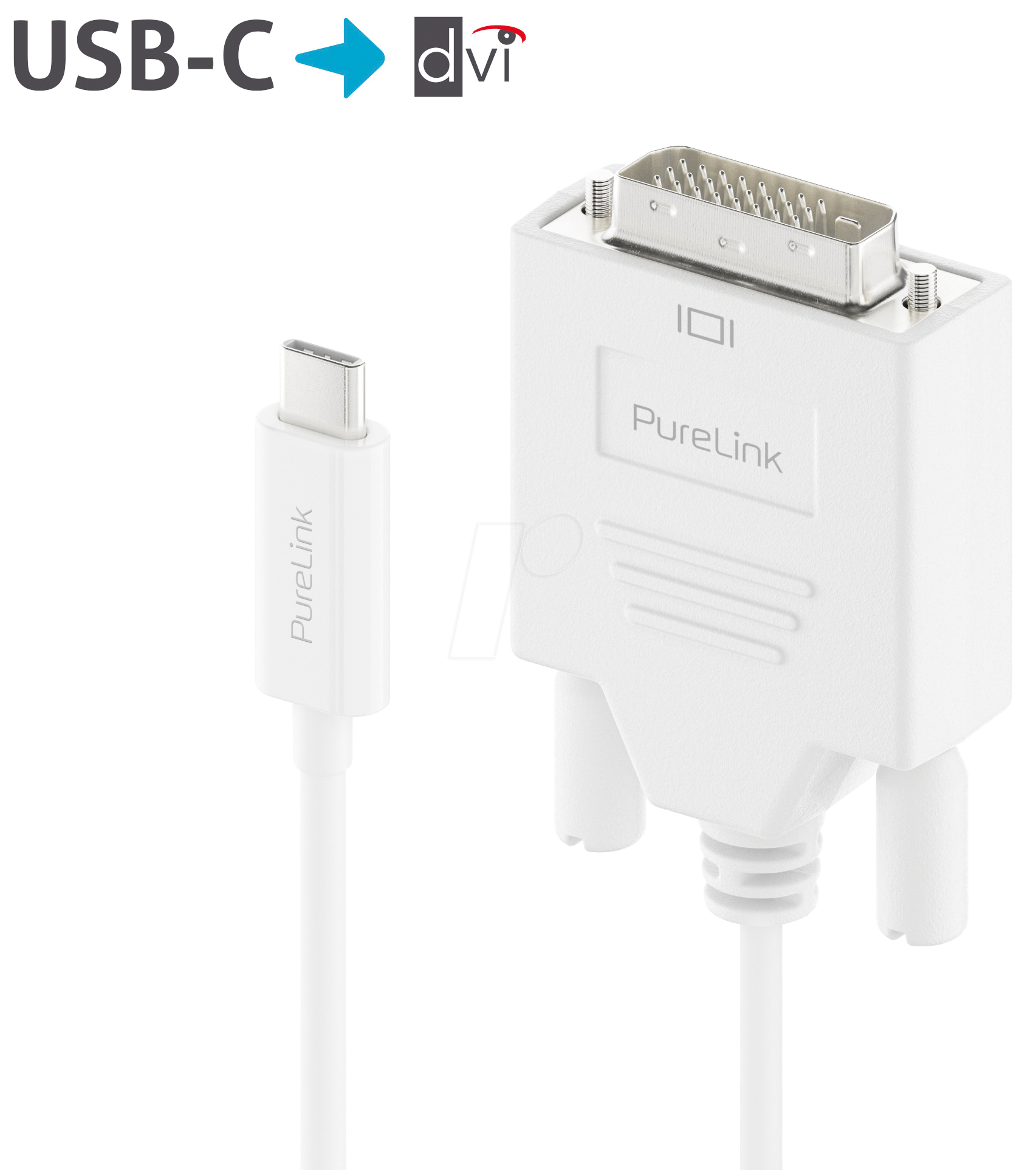 PURE IS2210-015 - Adapterkabel USB Type-C > DVI, WUXGA, weiß, 1,5 m