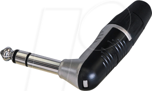 REAN RP3RC-B - 6,35mm Klinkenstecker Stereo 3-polig gewinkelt, schwarzes Gehäus