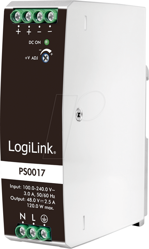 LOGILINK PS0017 - Hutschienen-Netzteil, 120 W, 48 V, 2,5 A