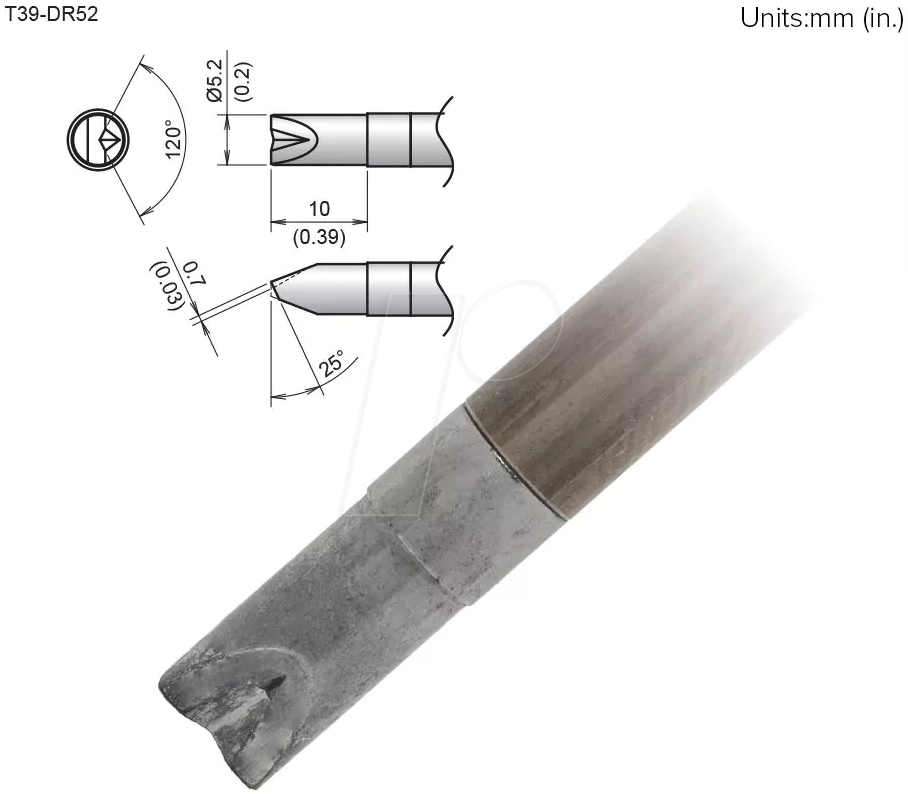 HAK T39-DR52 - Aktiv-Lötspitze T39-DR52, 5,2 mm, rille