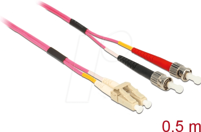 DELOCK 86547 - Duplex-LWL, LC/ST, 50/125µ, 0,5 m, OM4