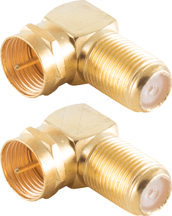 SHVP BS15-301614 - 2x F-Winkeladapter, F-Stecker/ F-Buchse, vergoldet