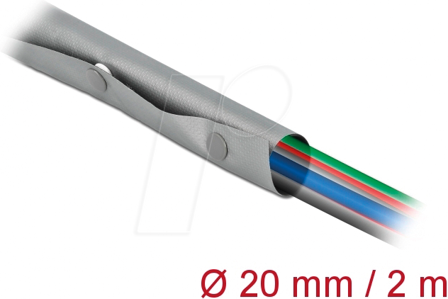 DELOCK 20726 - Kabelschutzschlauch mit Knopfverschluss 2 m x 20 mm