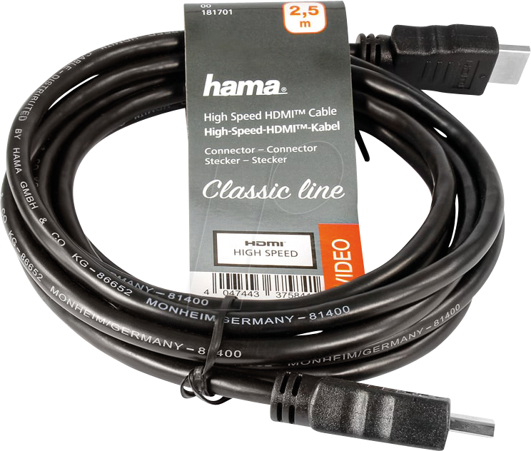 HAMA 78597 - HDMI A Stecker > HDMI A Stk., 2,5m schwarz
