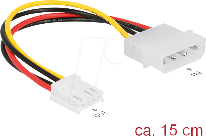 DELOCK 85337 - Molex 4 Pin Stecker > Floppy 4 Pin Buchse, 15 cm