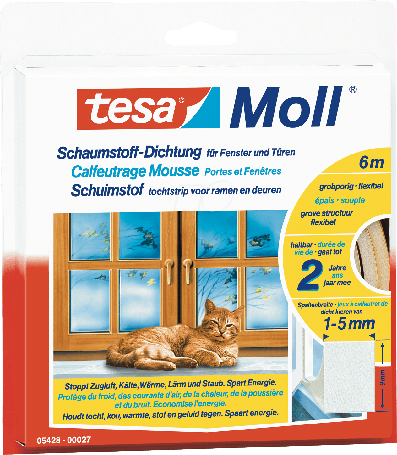 TESA 05428 WS - Schaumstoffdichtung tesamoll® Universal, 6 m, weiß