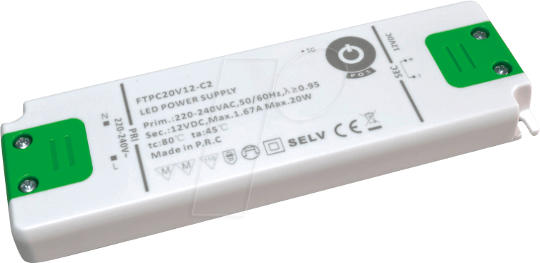 FTPC20V24-C - LED-Netzteil, 20,16 W, 24 V DC, 0,84 A, TÜV