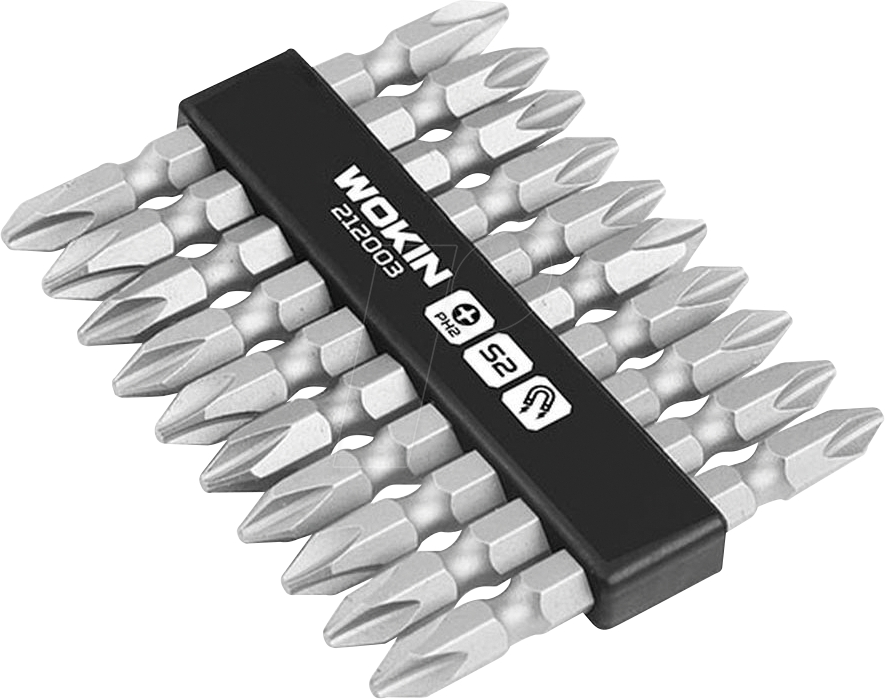 WOKIN 212003 - Schraubendreher-Bitsatz, 10-teilig, PH2/PH2 x 65 mm