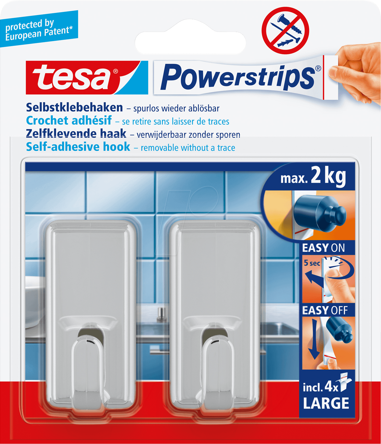 TESA 58051 - tesa® Powerstrips® Haken Classic, chrom