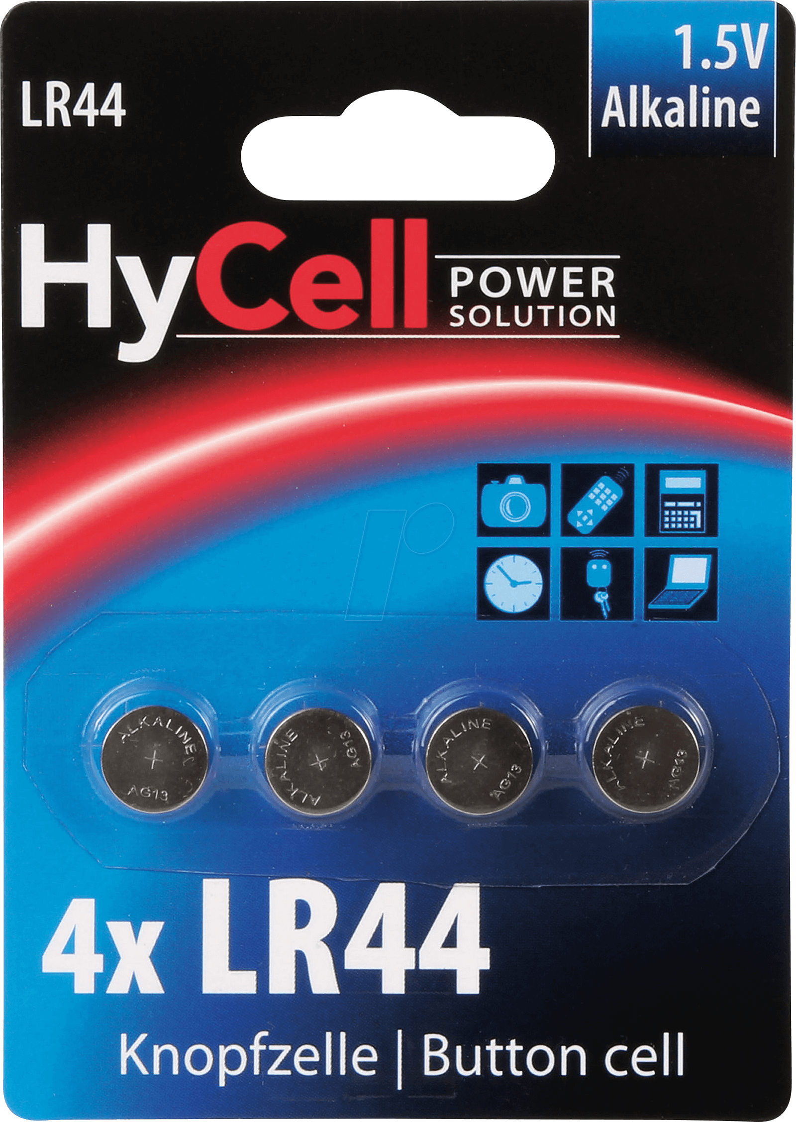HC 4XLR44 - Alkaline Knopfzelle, 140 mAh, LR44, 4er-Pack