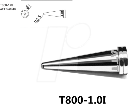 ATTEN T800-1,0I - Lötspitze, 1,0 mm, bleistiftspitz, gerade