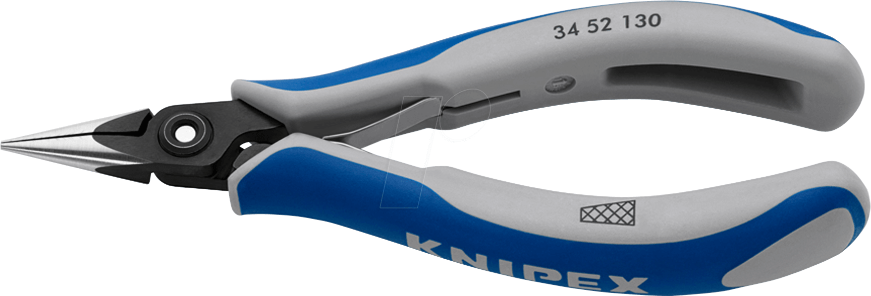 KN 34 52 130 - Präzisions-Elektronik-Greifzange, 130 mm, brüniert, Kopf poliert