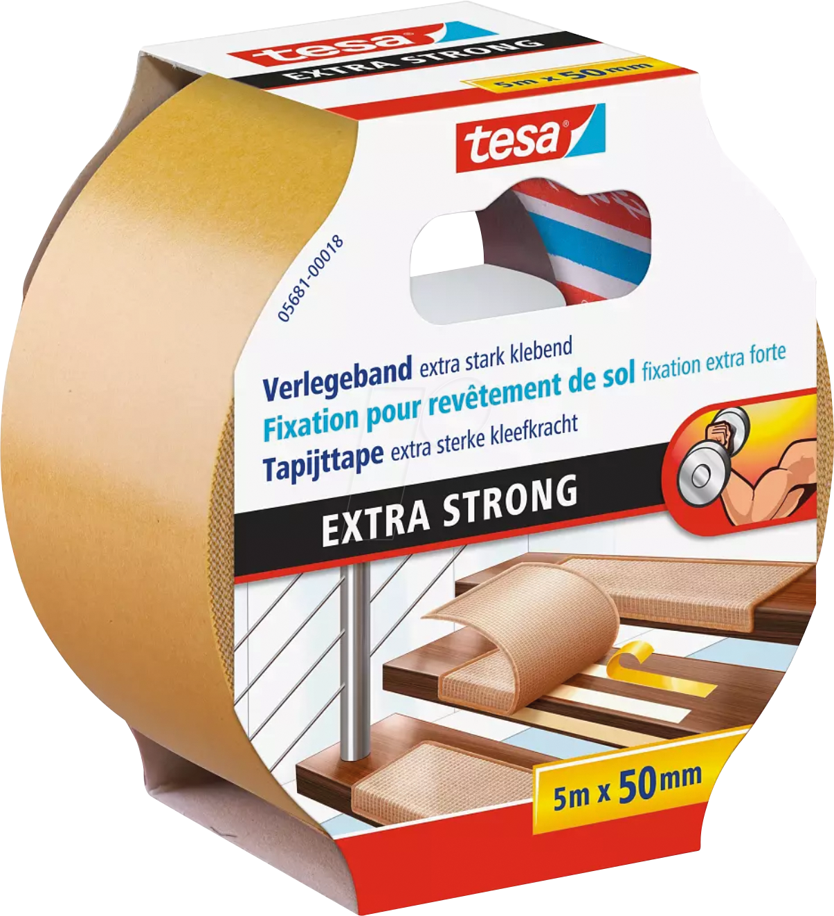 TESA 05681 - Verlegeband, extra stark, 5 m x 50 mm