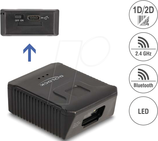 DELOCK 90605 - Barcodescanner, 1D/2D, 2,4 GHz/Bluetooth