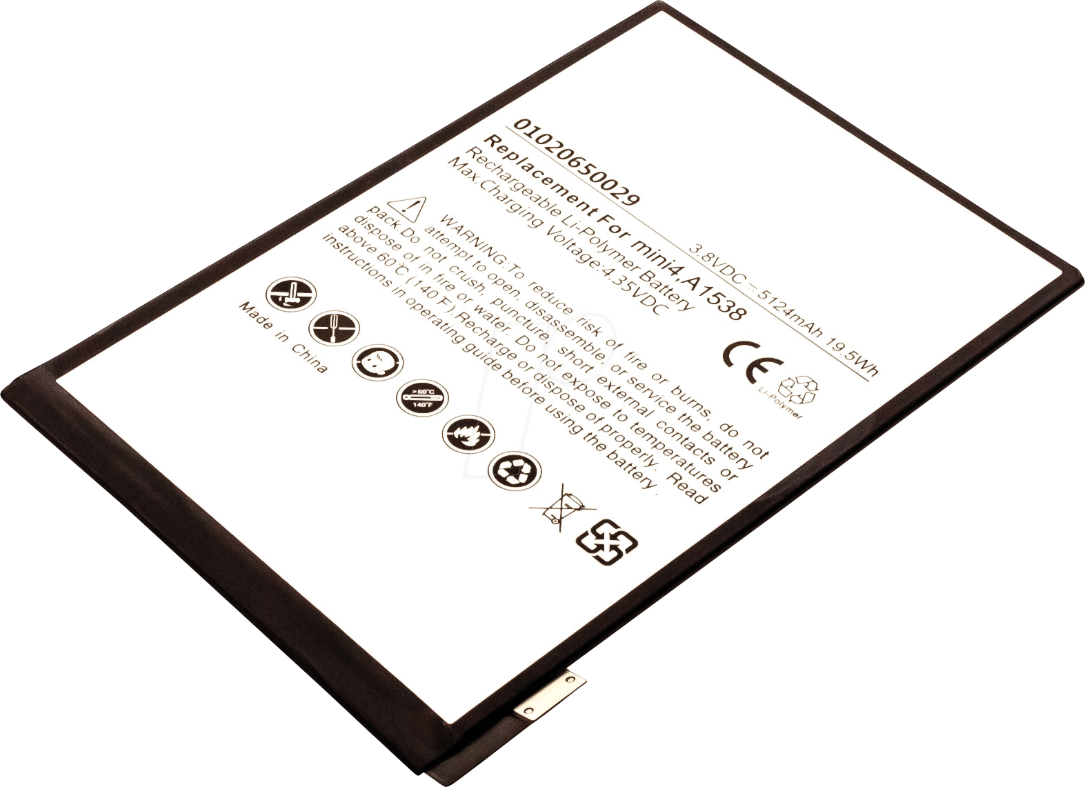 AKKU 53813 - Tablet-Akku für Apple iPad 5.2, iPad mini 4, Li-Po, 5124 mAh
