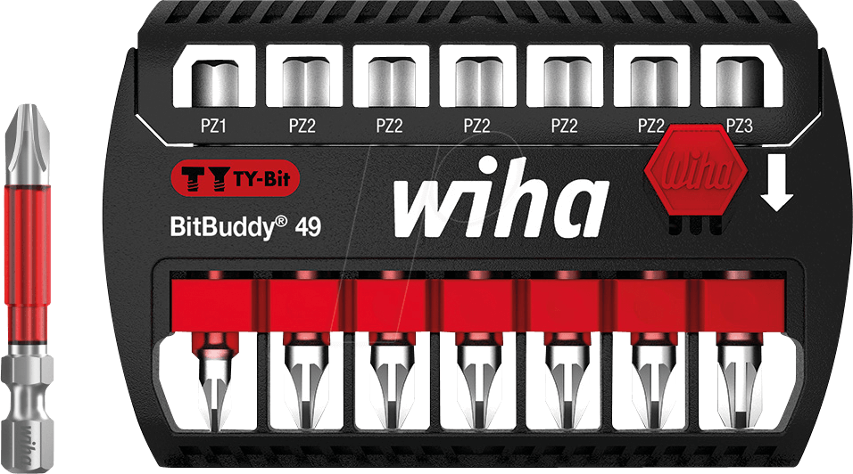 WIHA 42099 - Bit-Satz BitBuddy, 7-teilig Pozidriv, 49 mm, TY-Bit
