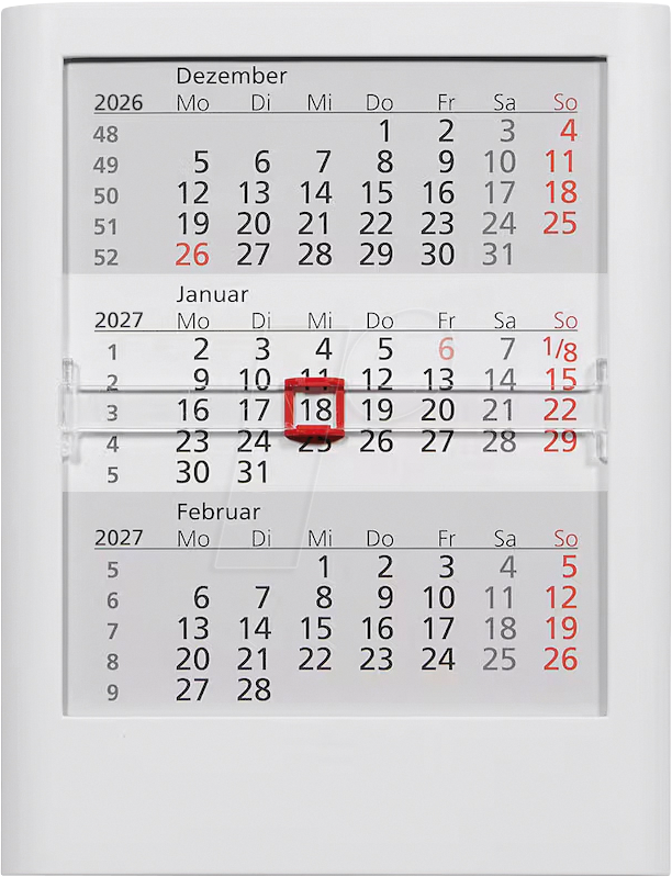 TEK 2026-2027WS - Tischkalender Einsteckkalender 2026/2027, weiß