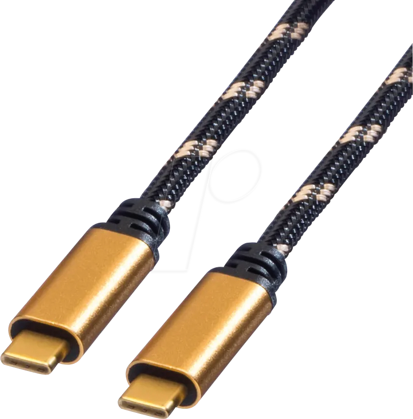 Thumbnail - ROLINE 11029039 - USB 40 Gb/s Kabel, C Stecker auf C Stecker, 100W, schwarz/gold,