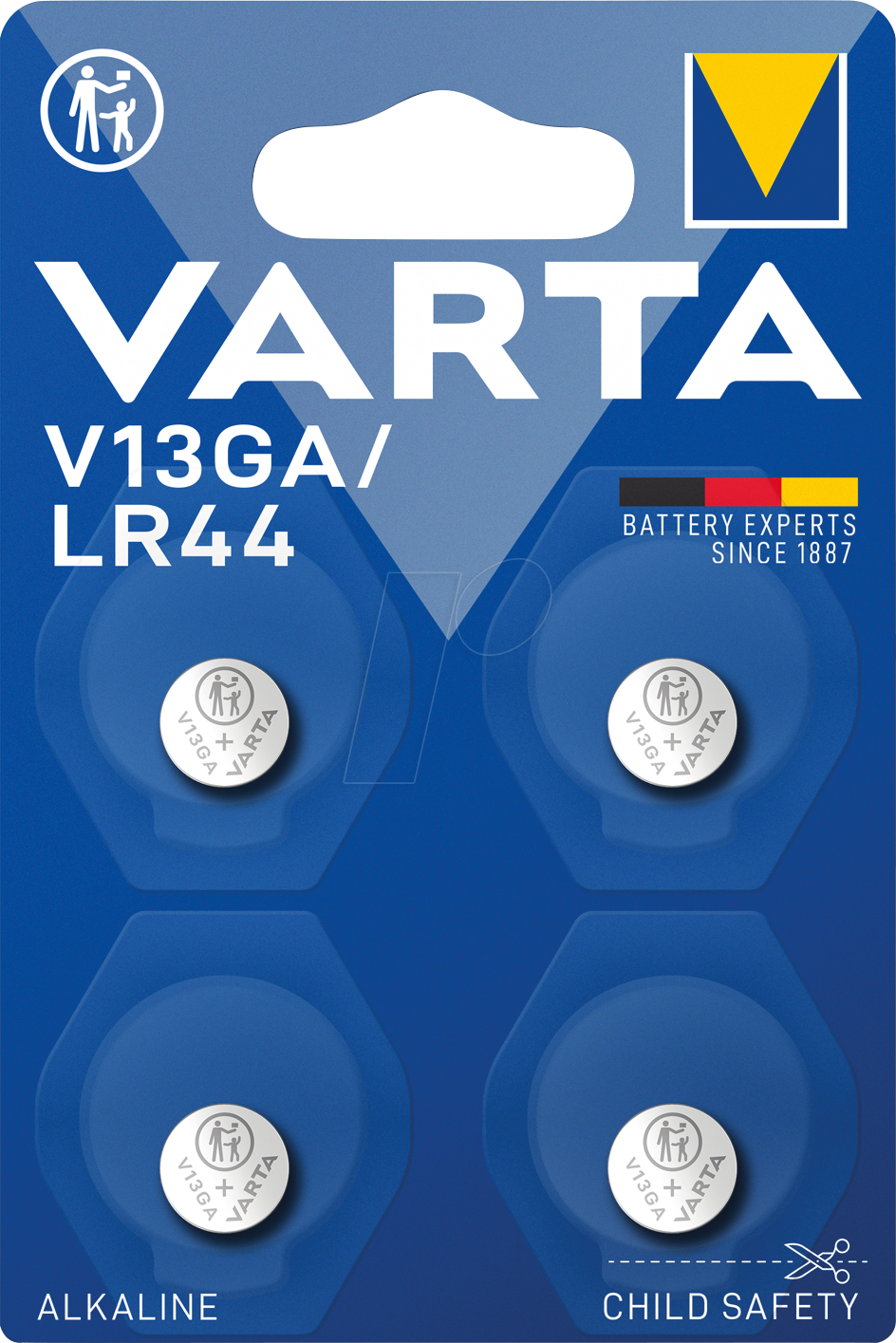 VARTA LR44 - Alkaline Knopfzelle, LR44, V13GA, 4er-Pack