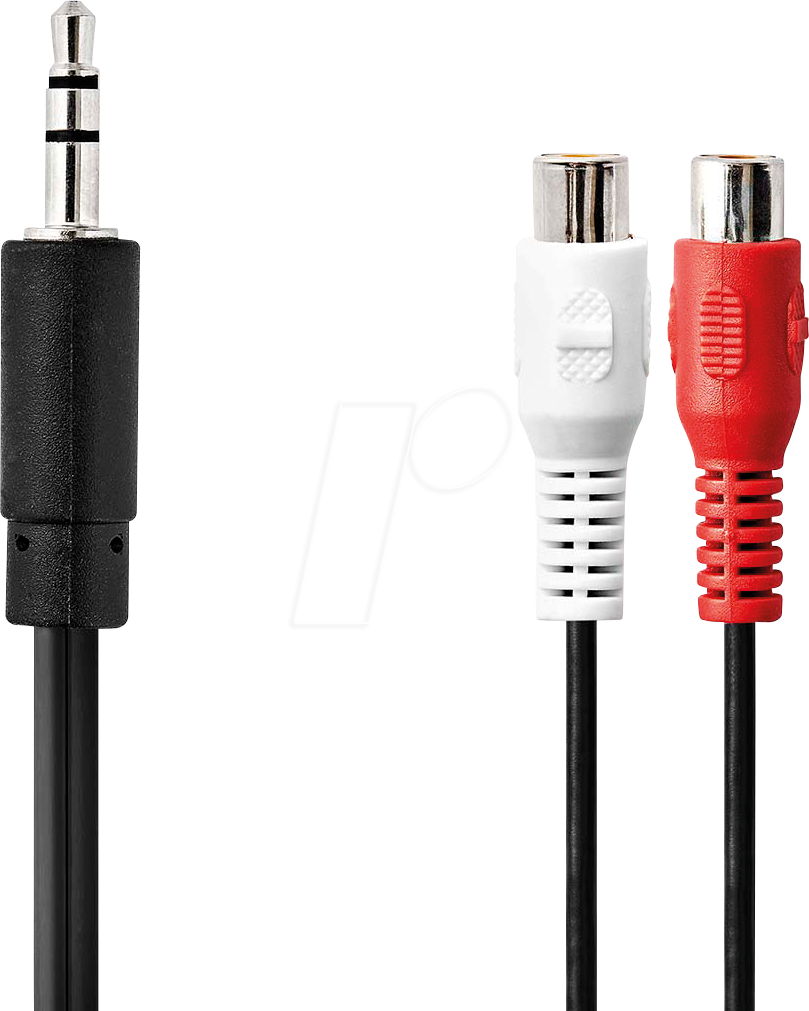 N CAGB22250BK02 - Audiokabel, 3,5 mm Klinkenstecker auf 2x Cinch Buchse, 0,2 m