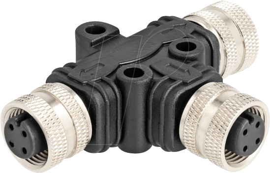 DELOCK 60579 - M12 T-Splitter, A-kodiert, 4 Pin, 1x Buchse > 2x Buchse