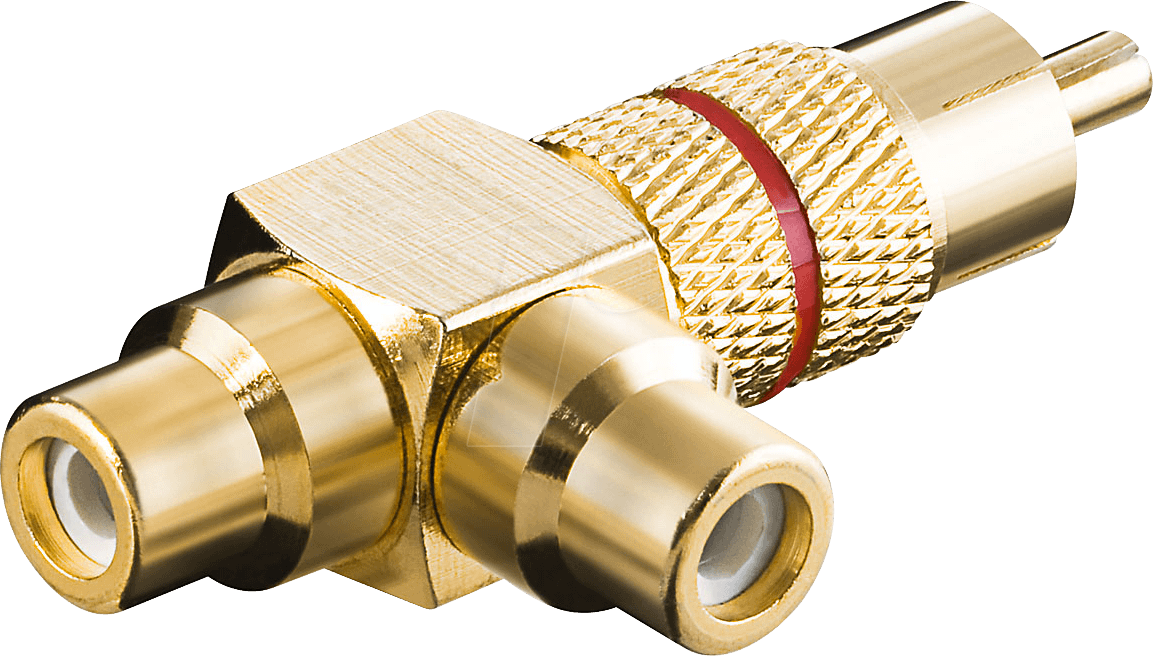 CS-2B RT - Cinch Stecker auf 2x Cinch Buchse, vergoldet