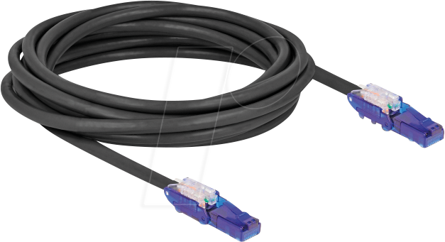 DELOCK 80929 - Cat.6 Patchkabel, UTP, 180° winkelbare Stecker, schwarz, 5 m