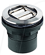 RRJVA 2USB - USB 2.0-Buchse auf Kabelstecker - 2-fach Buchse, Edelstahl