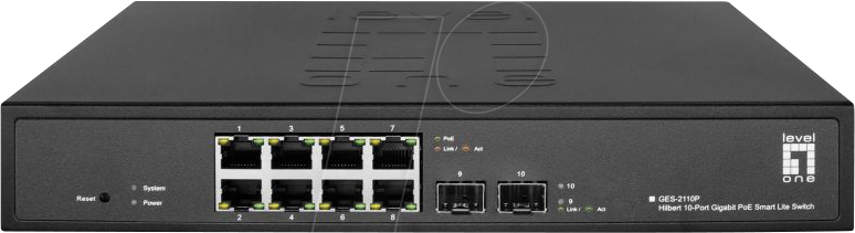 LEVELONE GE2110P - Switch, 10-Port, Gigabit Ethernet, SFP, PoE+