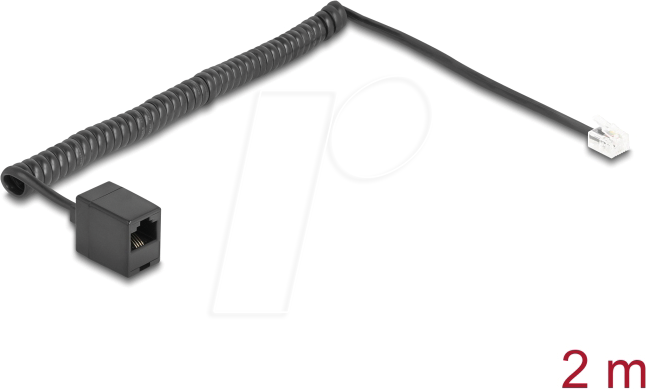 Thumbnail - DELOCK 88721 - Telefonkabel / Spiralkabel, RJ11 Stecker / RJ45 Buchse, 2 m