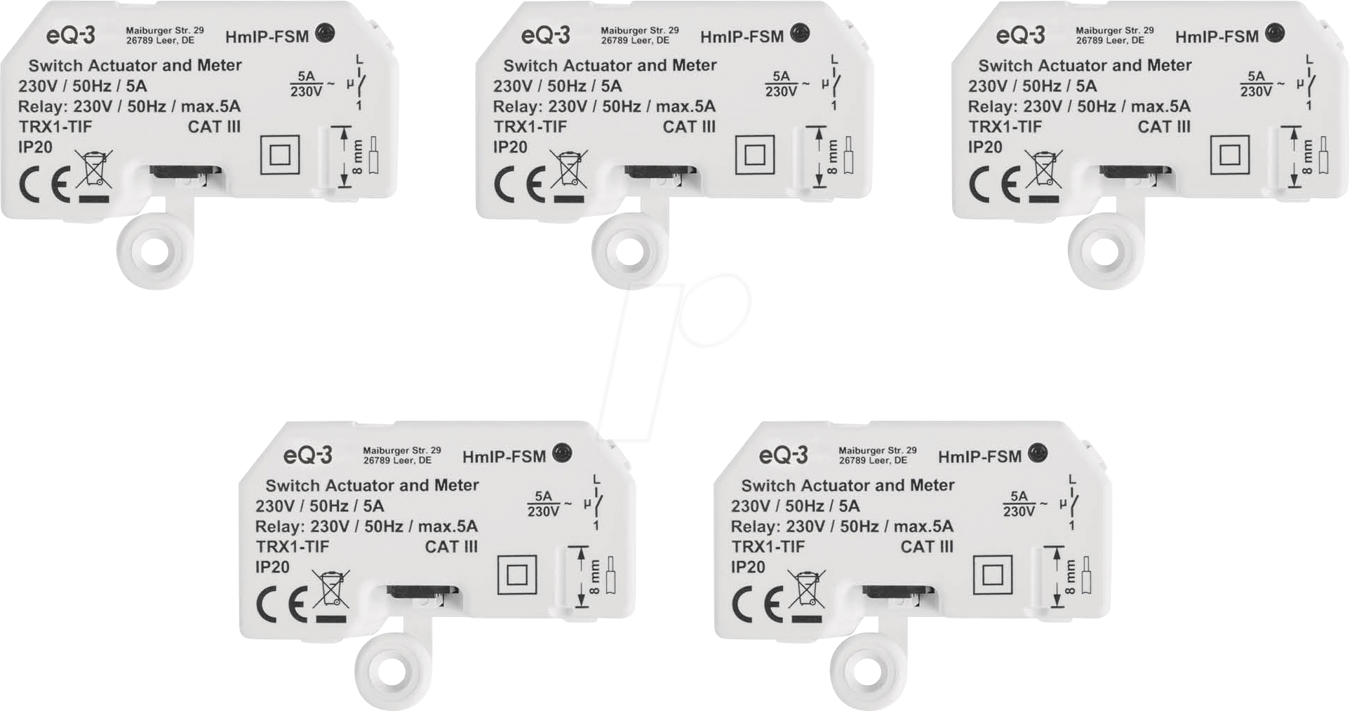 HMIP FSM5 - 5x Schalt-Mess-Aktor - Unterputz