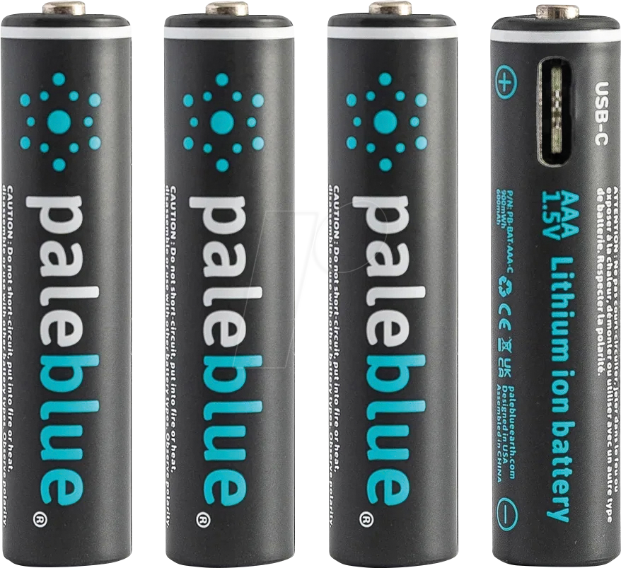 PABU 4X AAA USB - Li-Ion-Akku, AAA (Micro), 1,5 V, 600 mAh, USB-C, 4er-Pack