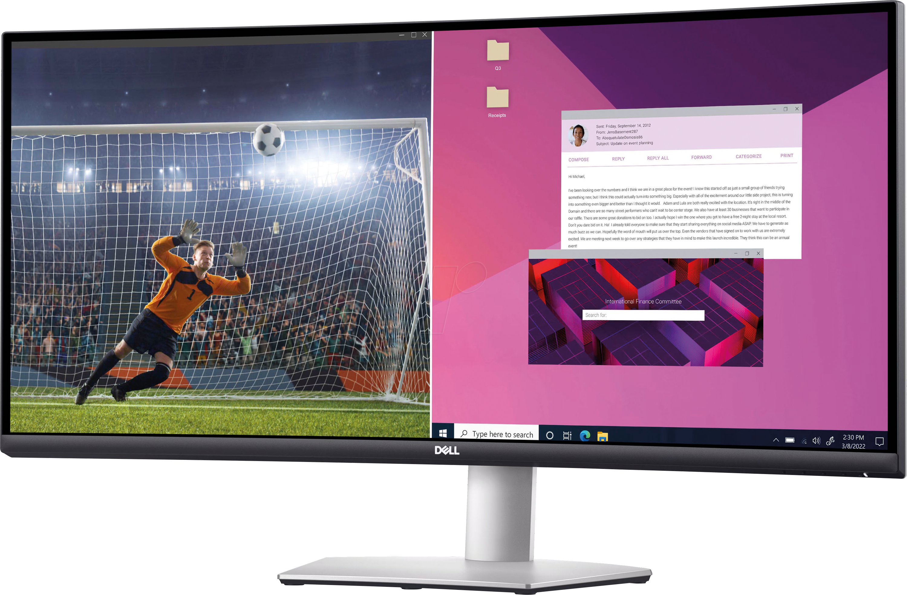 Thumbnail - DELL S3423DWC - 86cm Curved Monitor, WQHD, USB-C