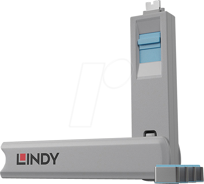 LINDY 40465 - USB-C-Port Schloss (1x Schlüssel, 4x Schlösser), blau