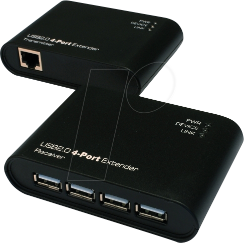 EXSYS EX-1445 - USB 2.0 Hub, 4 Port, Verlängerung, Cat5/6, 50 m