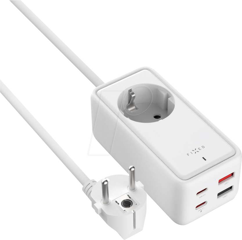 FIXCS65-3-WH - USB-Ladegerät, 65 W, 5-20 V, 5 A, GaN, 2x USB-C, 2x USB-A, 3 m,