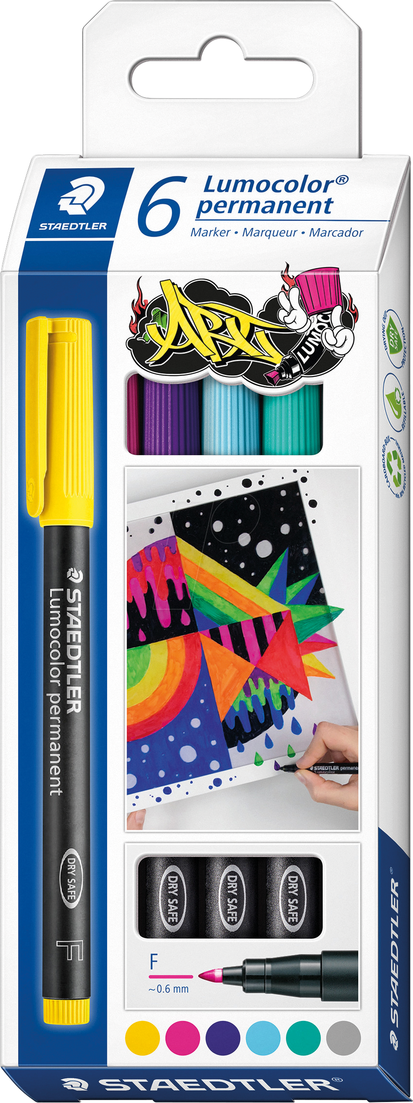 STAEDTLER 318C6 - Permanent-Universalstift F, Set, 6 Farben