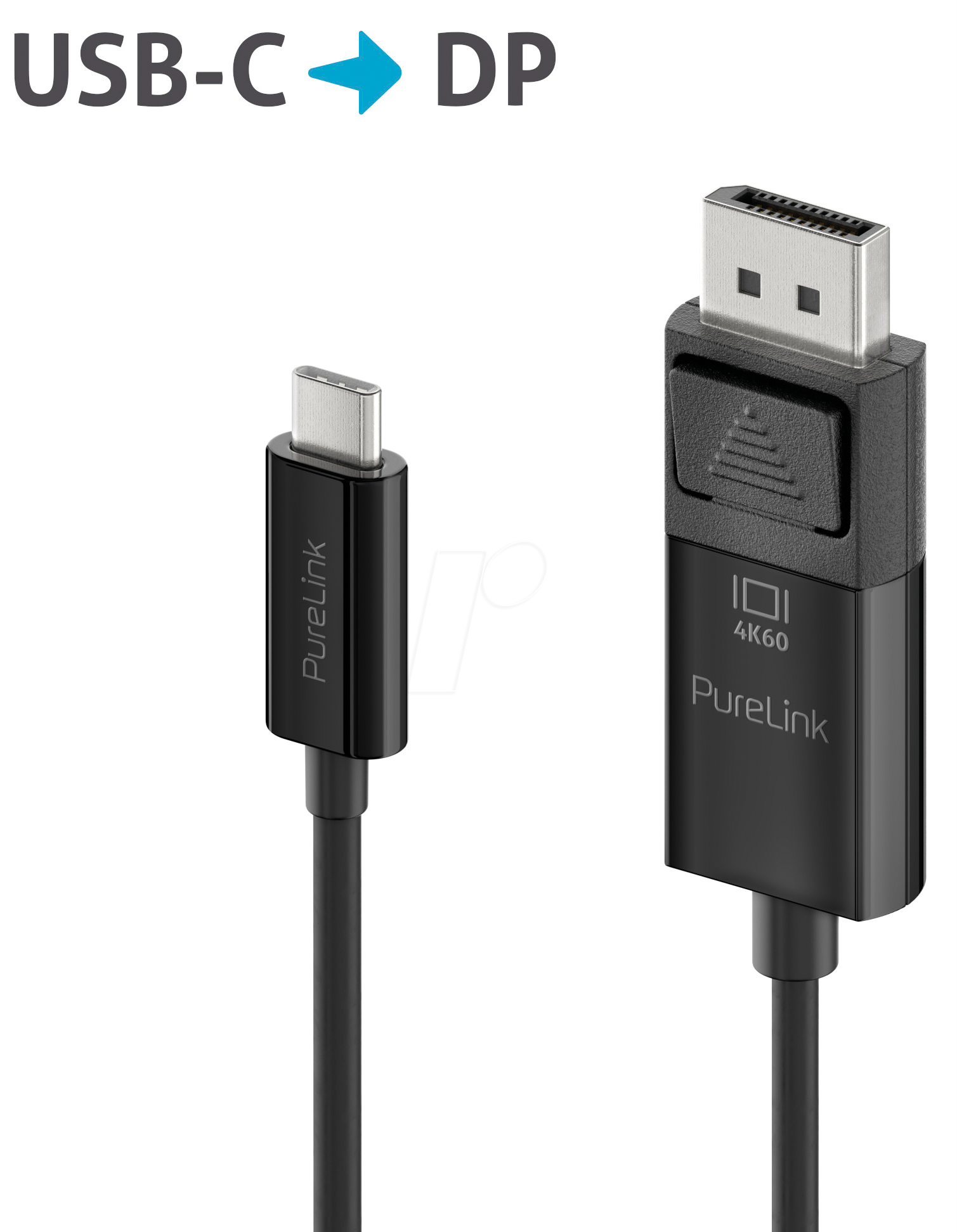 PURE IS2221-020 - Adapterkabel USB Type-C > DP, 4K@60 Hz, schwarz, 2,0 m