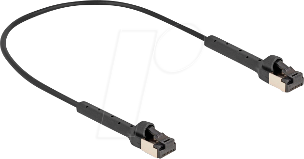 DELOCK 80938 - Cat.8.1 Patchkabel, Slim, U/FTP, winkelbar, schwarz, 0,25 m