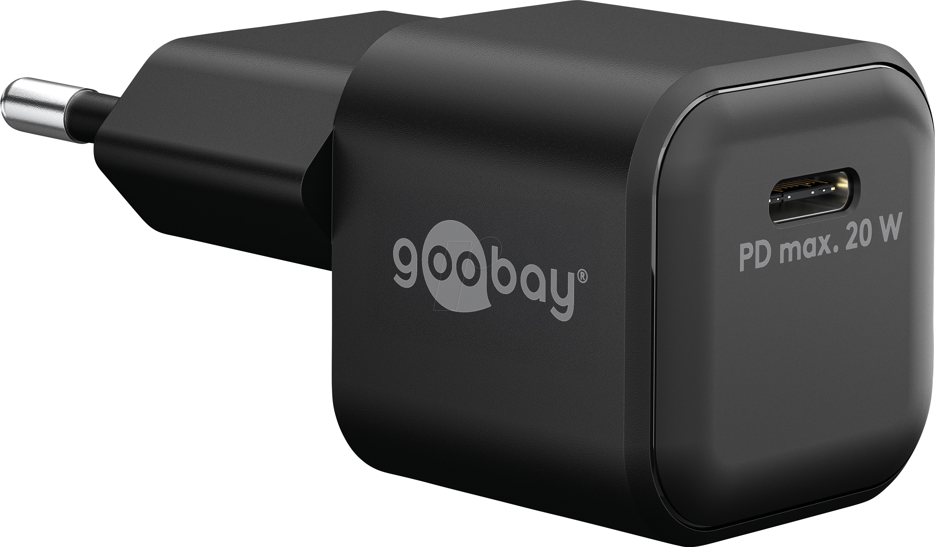 GOOBAY 79150 - USB-Ladegerät, 20 W, GaN, 1x USB-C, schwarz