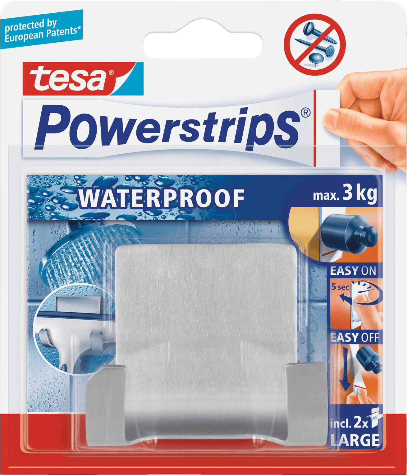 TESA 59710 - tesa Powerstrips® Waterproof Duohaken, Metall