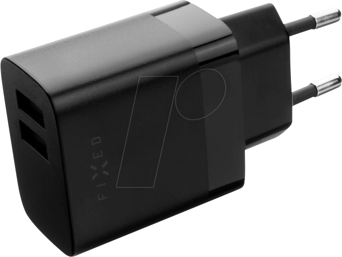 FIXC17N-2U-BK - USB-Ladegerät, 17 W, 5 V, 3,4 A, 2x USB-A, schwarz